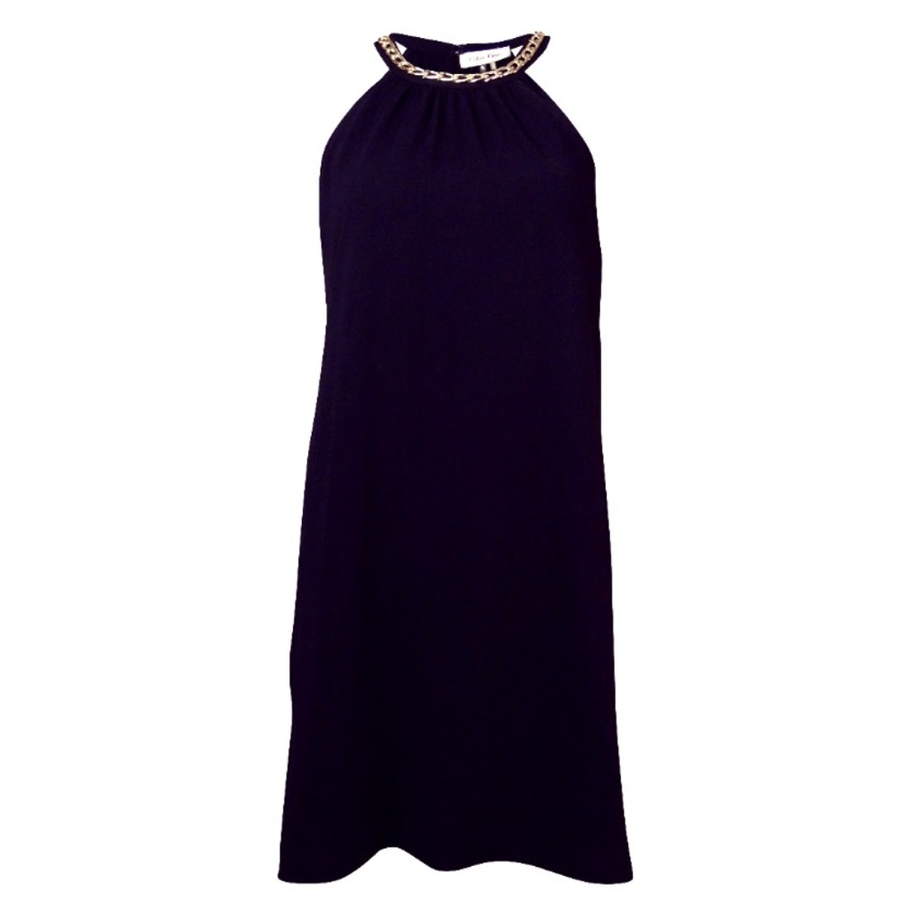 Calvin Klein Gold Chain Halter Dress
